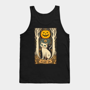 Halloween 'scare on' cat tarot Tank Top